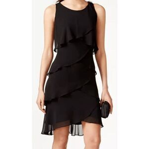 SL Fashions NWT size 8 black party tiered mini dress